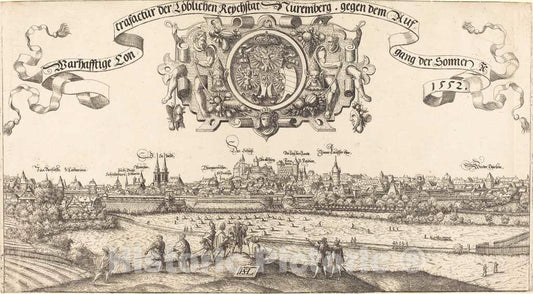 Art Print : Hanns Lautensack, View of Nuremberg from The East [Center Section], 1552 - Vintage Wall Art