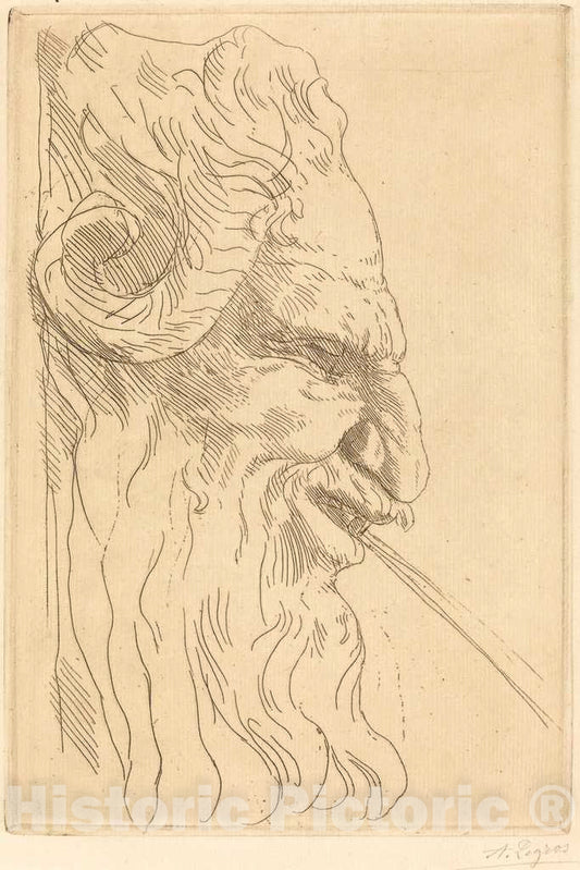 Art Print : Alphonse Legros, Head of a Satyr (Tete de satyre) - Vintage Wall Art
