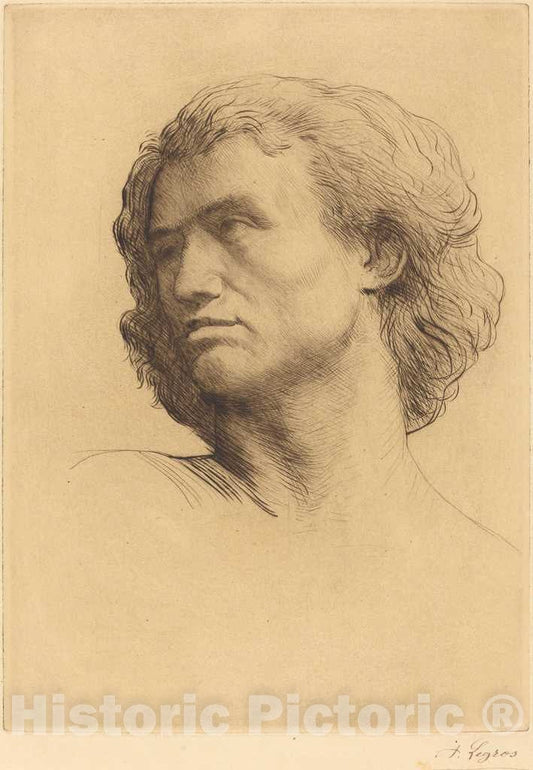 Art Print : Alphonse Legros, Head of a Man (Tete d'homme), 1877 - Vintage Wall Art