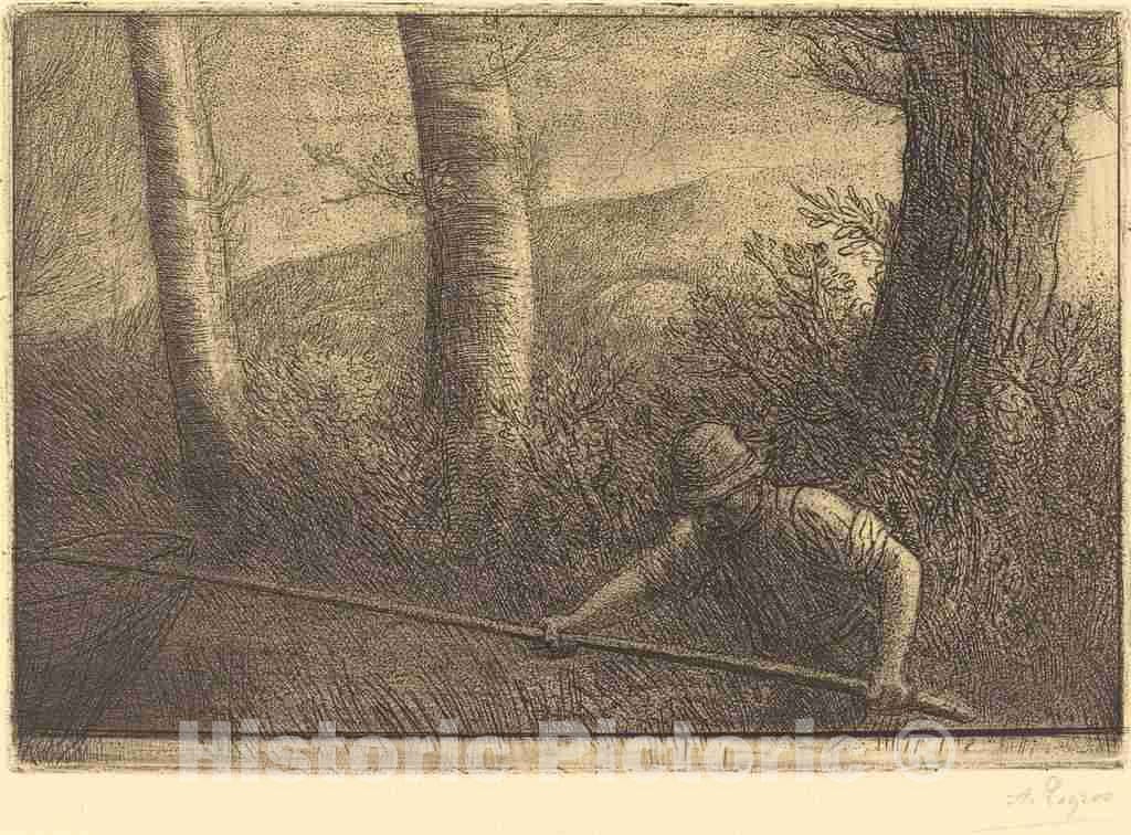Art Print : Alphonse Legros, Fisherman with a Hoop-net (La Peche a la truble) - Vintage Wall Art