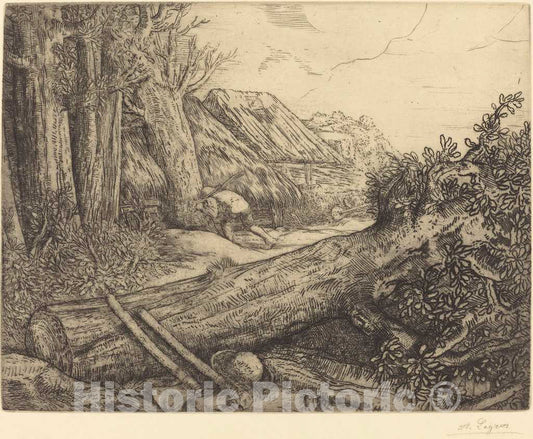 Art Print : Alphonse Legros, at The Home of The Woodcutters (Chez les bocherons) - Vintage Wall Art