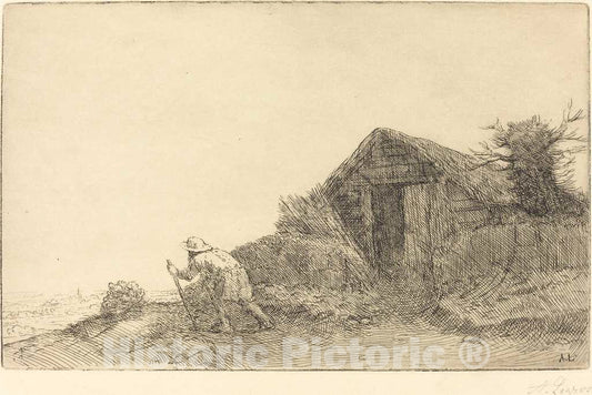 Art Print : Alphonse Legros, Along The Top of The Hill (Sur le Haut de la Colline) - Vintage Wall Art
