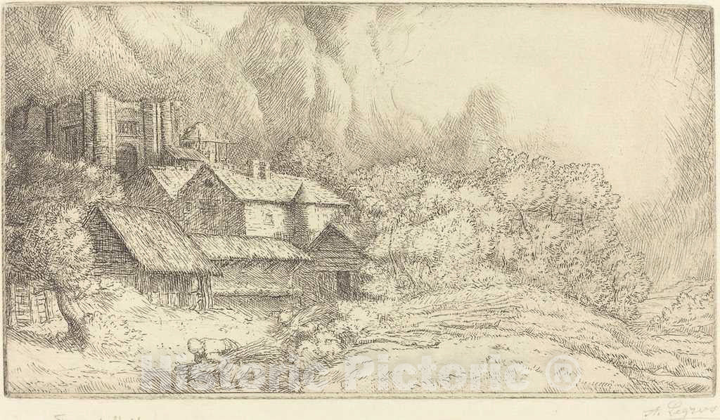 Art Print : Alphonse Legros, Farm at The Monastery (La Ferme de l'abbaye) - Vintage Wall Art