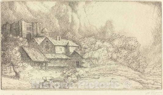 Art Print : Alphonse Legros, Farm at The Monastery (La Ferme de l'abbaye) - Vintage Wall Art