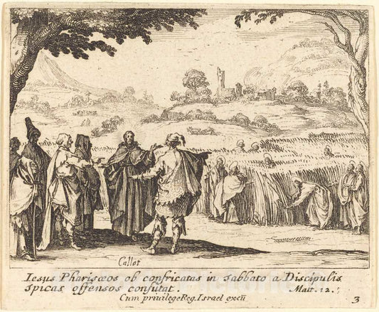 Art Print : Jacques Callot, Jesus with The Pharisees, 1635 - Vintage Wall Art