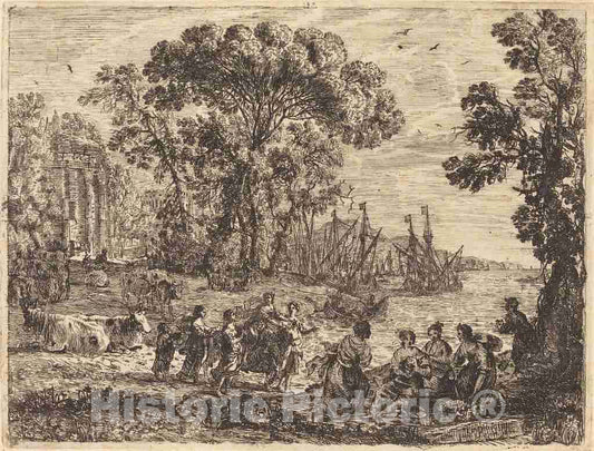 Art Print : Claude Lorrain, Europa and The Bull (L'enlÃ¨vement d'Europe), 1634 - Vintage Wall Art