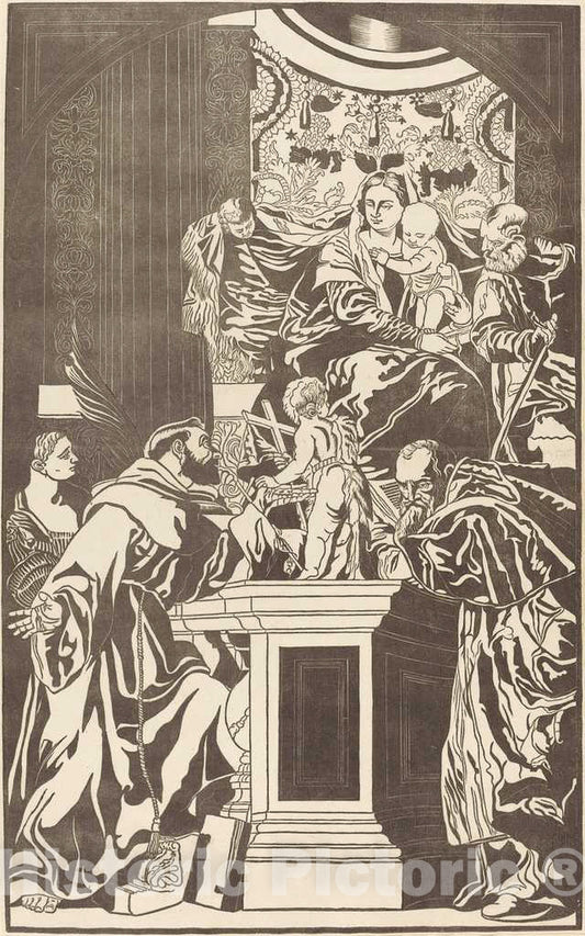 Art Print : Jackson After Veronese, Holy Family and Four Saints, 1739 - Vintage Wall Art