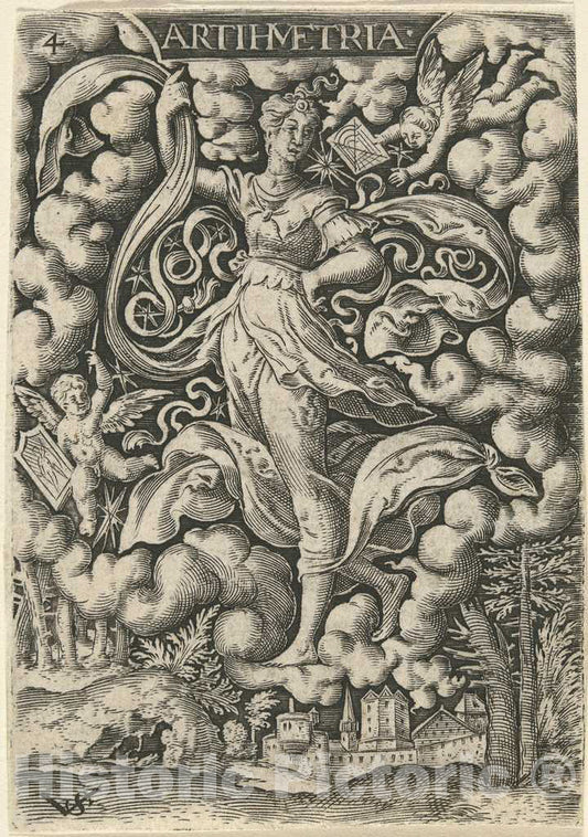 Art Print : Virgil Solis, Artihmetria (Arithmetic) - Vintage Wall Art