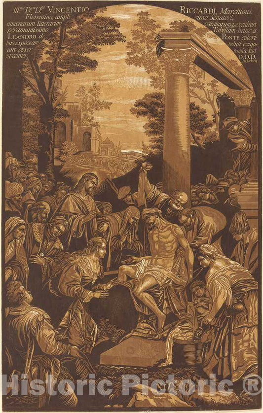 Art Print : Jackson After Leandro Bassano, The Raising of Lazarus, 1742 - Vintage Wall Art