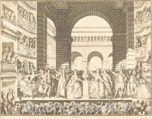 Art Print : Charles-Gaucher After Moreau, Couronnement de Voltaire (The Crowning of Voltaire), 1782 - Vintage Wall Art