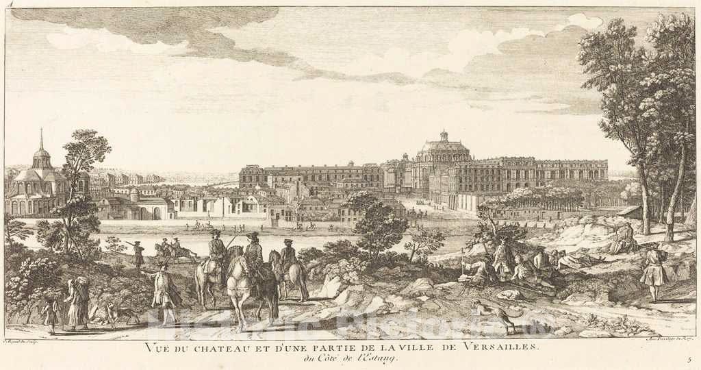 Art Print : Baptiste Rigaud, Vue du Chateau et d'une Partie de la Ville deVersailles - Vintage Wall Art