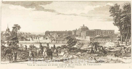 Art Print : Baptiste Rigaud, Vue du Chateau et d'une Partie de la Ville deVersailles - Vintage Wall Art