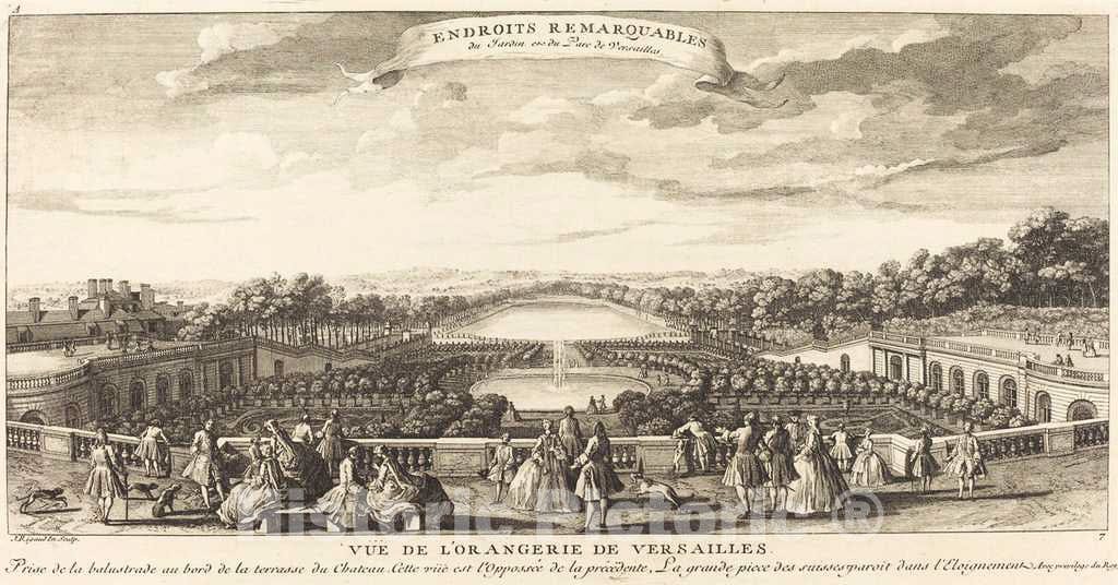 Art Print : Baptiste Rigaud, Vue de l'Orangerie de Versailles - Vintage Wall Art