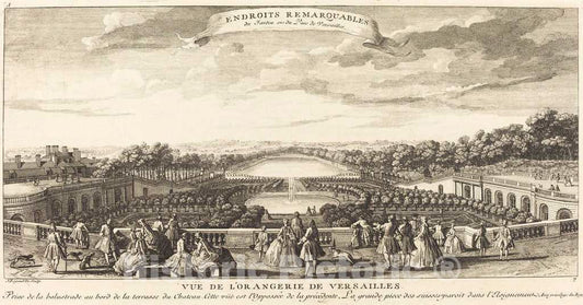 Art Print : Baptiste Rigaud, Vue de l'Orangerie de Versailles - Vintage Wall Art