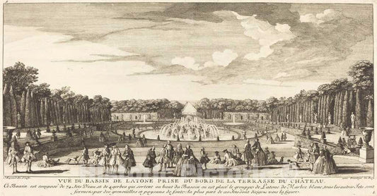 Art Print : Baptiste Rigaud, Vue du Bassin de Latone Prise du Bord de la Terrasse du Chateau - Vintage Wall Art