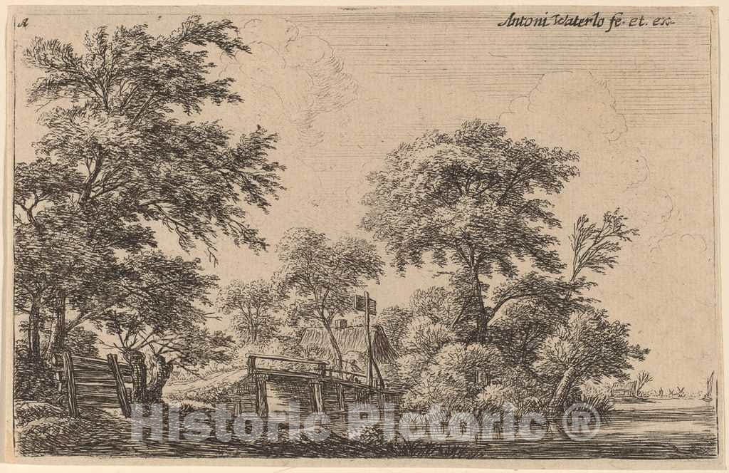 Art Print : Anthonie Waterloo, Planks Attached to Four Trees - Vintage Wall Art