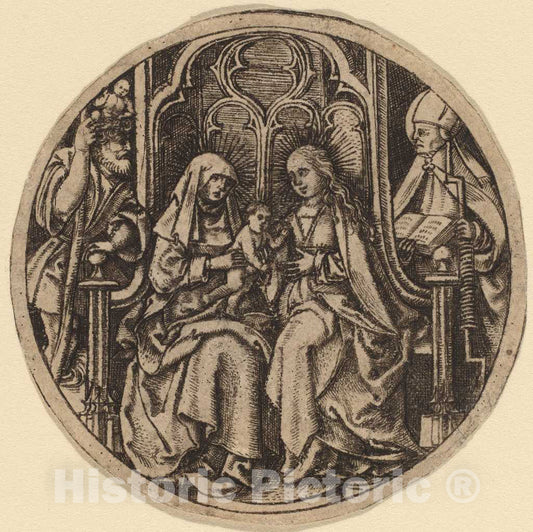 Art Print : Madonna and Child with Saints Christopher and Erasmus, c. 1480 - Vintage Wall Art