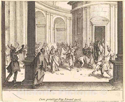 Art Print : Jacques Callot, Christ and The Woman Taken in Adultery, 1635 - Vintage Wall Art