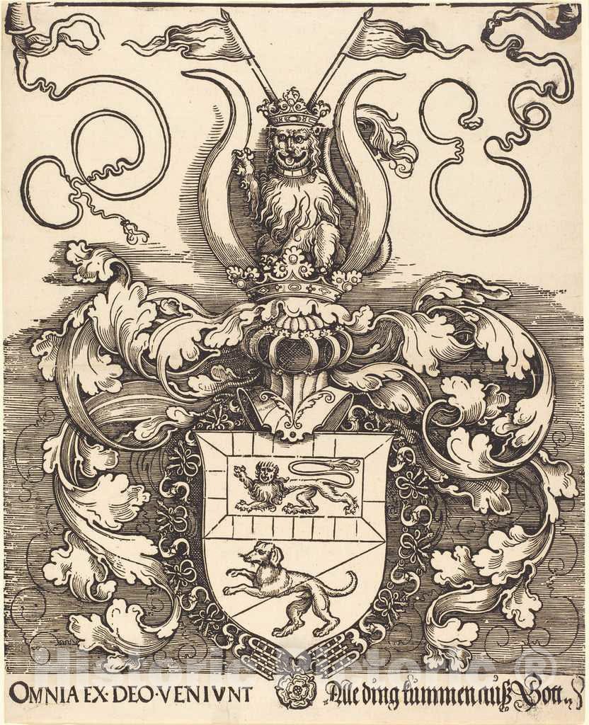 Art Print : Coat of Arms of Lorenz Staiber c.1520,  Albrecht DÂrer -  Vintage Wall Art