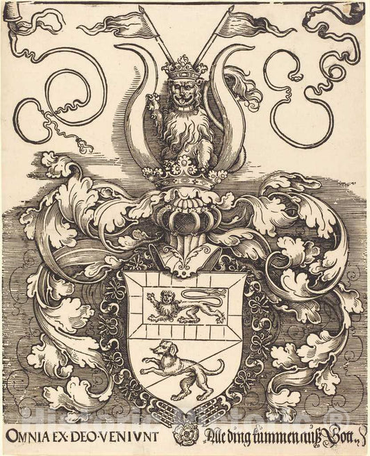 Art Print : Coat of Arms of Lorenz Staiber c.1520,  Albrecht DÂrer -  Vintage Wall Art