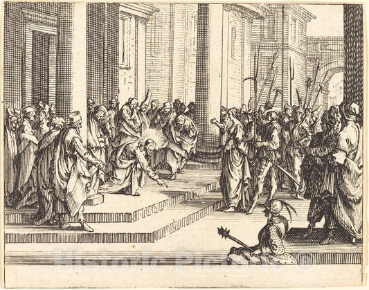 Art Print : Jacques Callot, Stoning of Jesus, 1635 - Vintage Wall Art