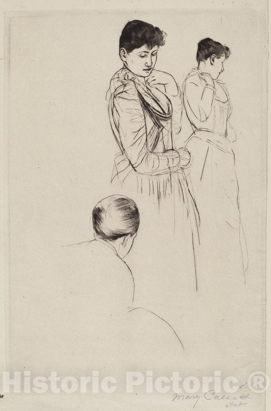 Art Print : Mary Cassatt, The Fitting, 1890-1891 - Vintage Wall Art