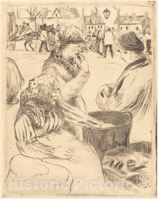 Art Print : Camille Pissarro, Chestnut Vendors (Marchands de marrons), 1878 - Vintage Wall Art