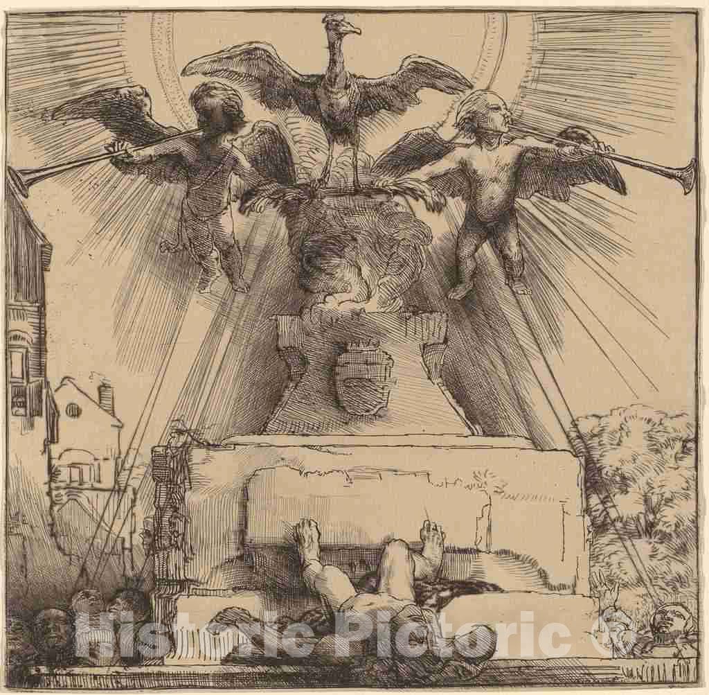 Art Print : Rembrandt, The Phoenix or The Statue Overthrown, 1658 - Vintage Wall Art
