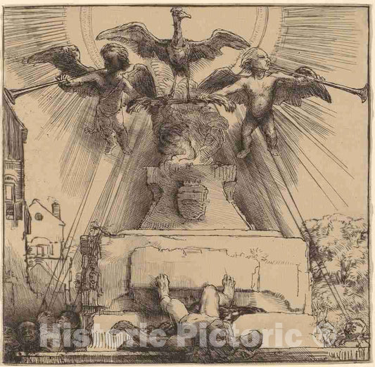 Art Print : Rembrandt, The Phoenix or The Statue Overthrown, 1658 - Vintage Wall Art
