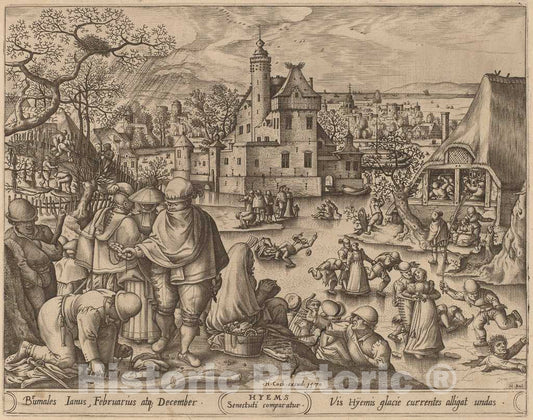 Art Print : Heyden After Hans BOL, Winter - Vintage Wall Art
