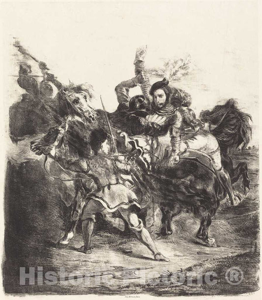 Art Print : EugÃ¨ne Delacroix, Weislingen Attacked by The Forces of Goetz (Weislingen attaquÃ© par les gens de Goetz), 1836 - Vintage Wall Art