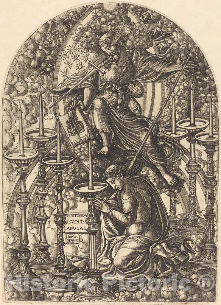 Art Print : Jean Duvet, Saint John Sees The Seven Golden Candlesticks, c.1551 - Vintage Wall Art