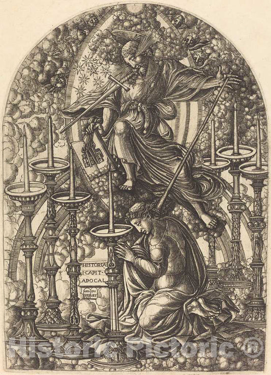 Art Print : Jean Duvet, Saint John Sees The Seven Golden Candlesticks, c.1551 - Vintage Wall Art
