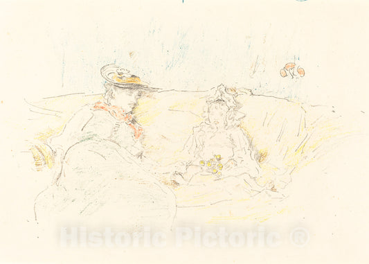 Art Print : James McNeill Whistler, Lady and Child, 1892 - Vintage Wall Art