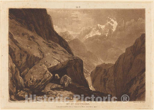 Art Print : Turner and Turner, Mt. Saint Gothard, 1808 - Vintage Wall Art