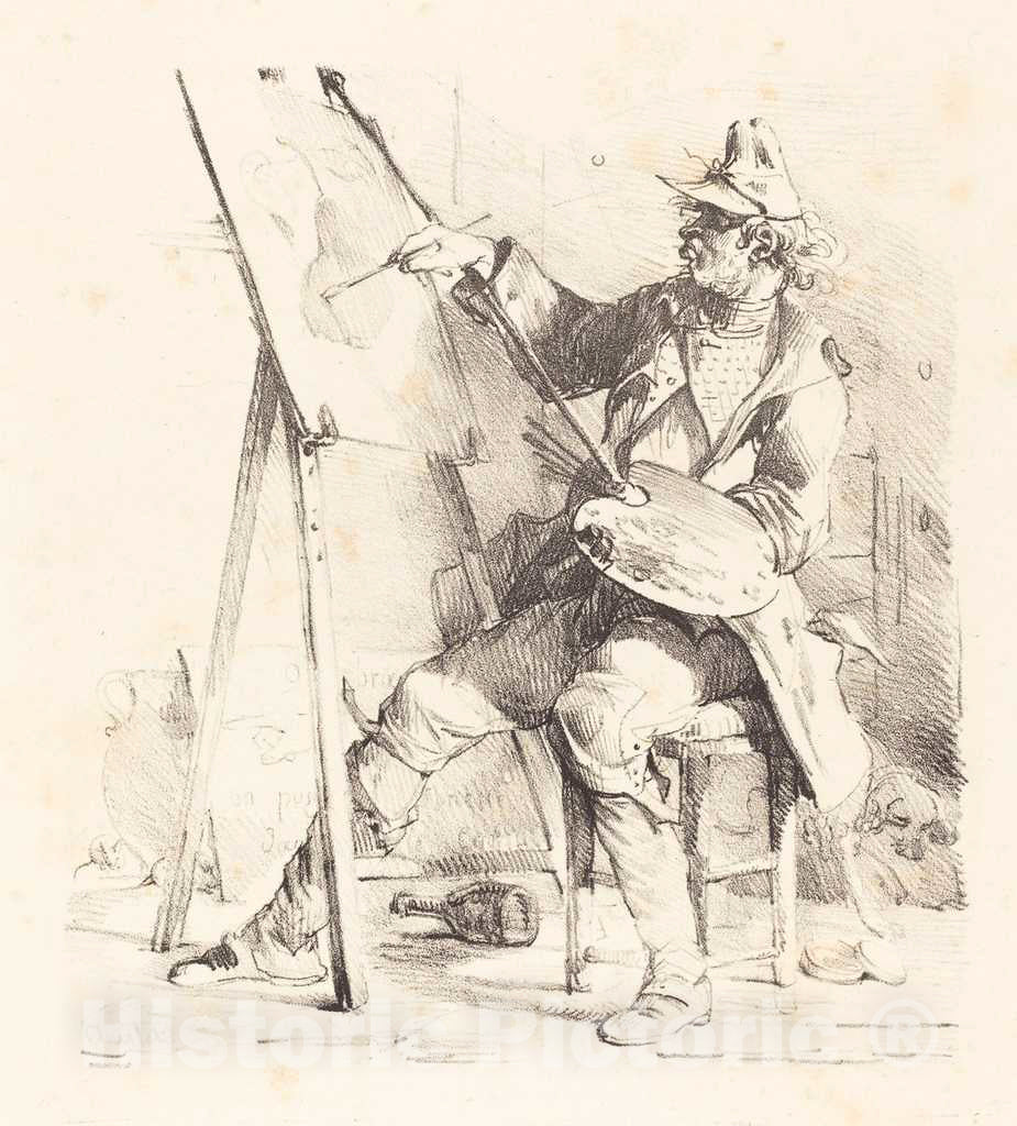 Art Print : Nicolas-Toussaint Charlet, The Sign Painter (Le Peintre d'Enseignes) - Vintage Wall Art