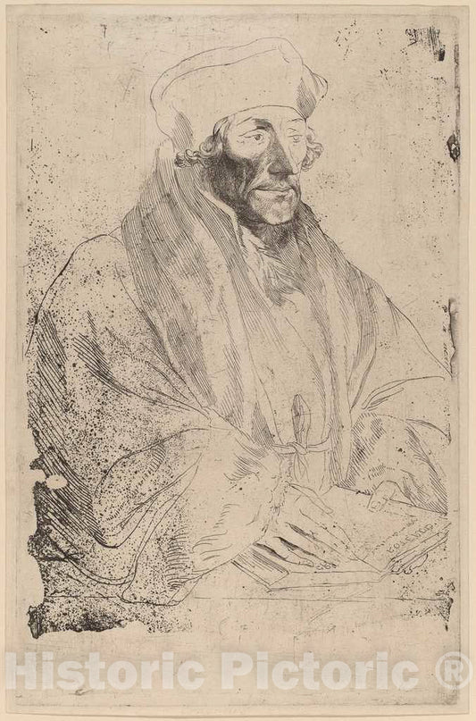 Art Print : Van Dyck After Hans Holbein, Erasmus of Rotterdam, c.1634 - Vintage Wall Art