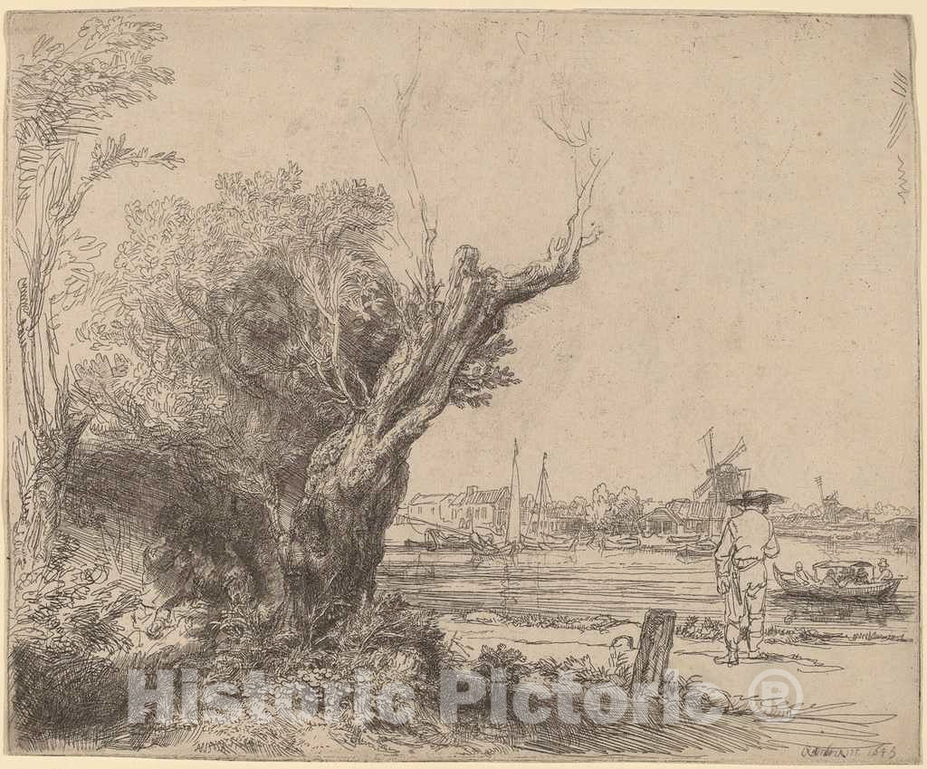 Art Print : Rembrandt, The Omval, 1645 - Vintage Wall Art