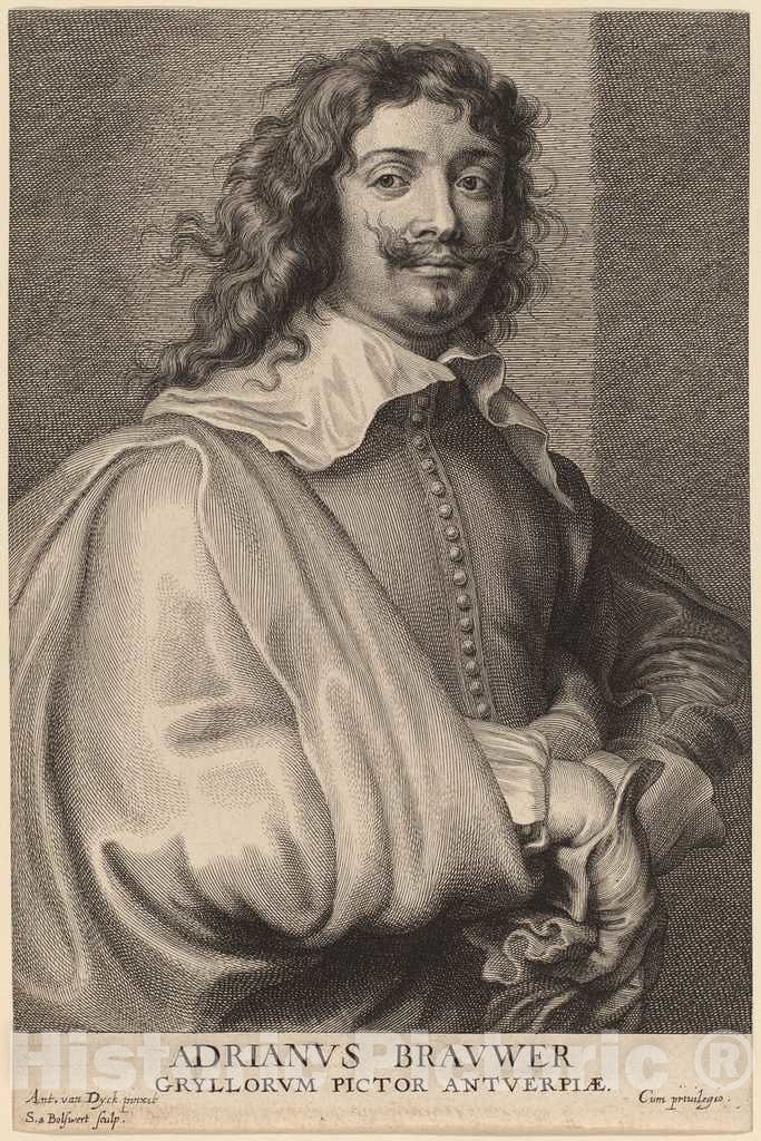 Art Print : Bolswert After Van Dyck, Adriaen Brouwer, c.1634 - Vintage Wall Art