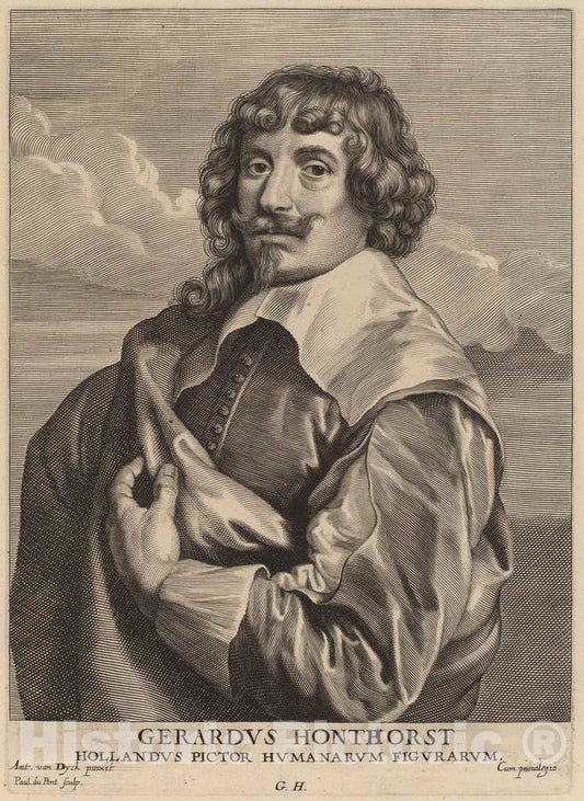 Art Print : Pontius After Van Dyck, Gerrit Van Honthorst, c.1634 - Vintage Wall Art