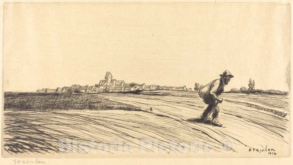 Art Print : ThÃ©ophile Alexandre Steinlen, Tramp with Bundle (Le chemineau a la besace), 1914 - Vintage Wall Art