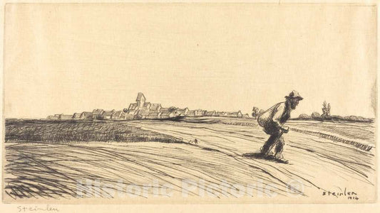Art Print : ThÃ©ophile Alexandre Steinlen, Tramp with Bundle (Le chemineau a la besace), 1914 - Vintage Wall Art