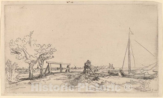 Art Print : Rembrandt, Six's Bridge, 1645 - Vintage Wall Art