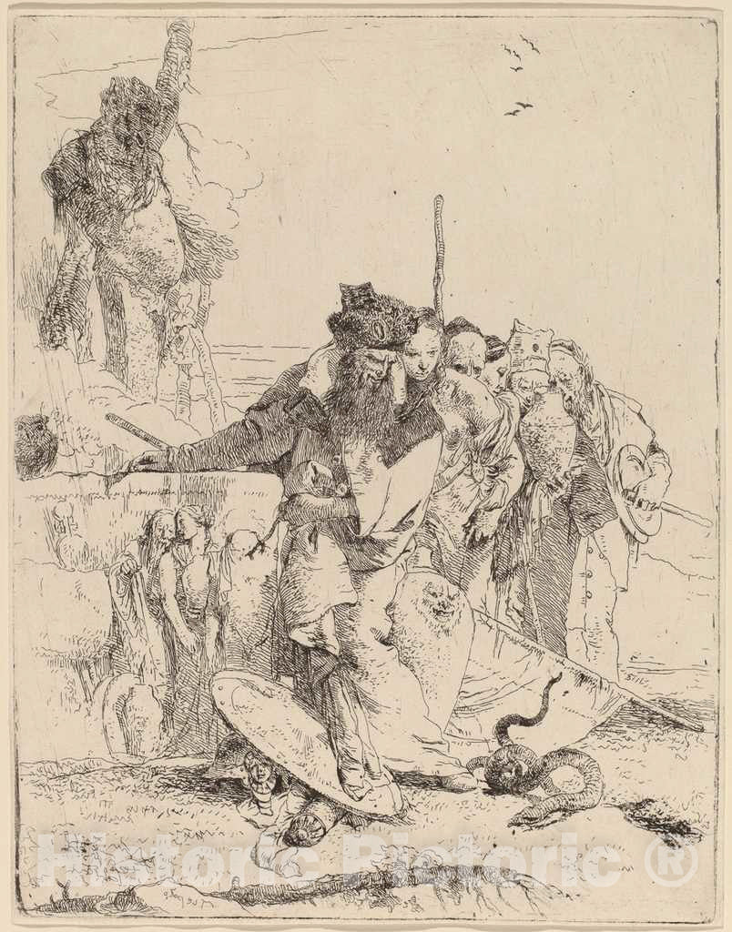 Art Print : Giovanni Battista Tiepolo, Magician and Others Regarding a Serpent - Vintage Wall Art