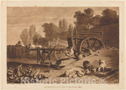 Art Print : Turner and Turner, The Farm-Yard with The Cock, 1809 - Vintage Wall Art