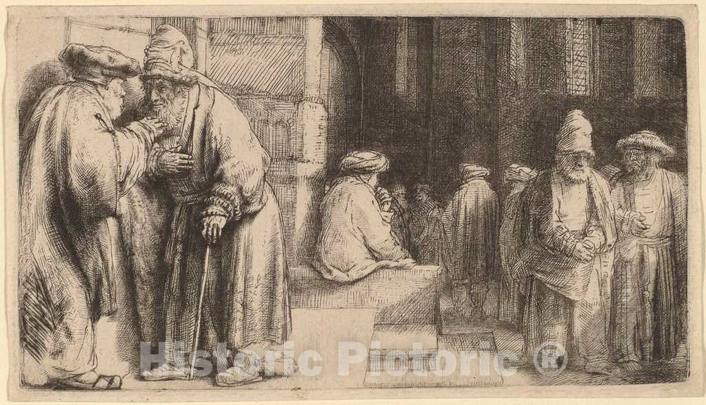 Art Print : Rembrandt, Jews in The Synagogue, 1648 - Vintage Wall Art