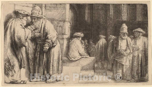 Art Print : Rembrandt, Jews in The Synagogue, 1648 - Vintage Wall Art