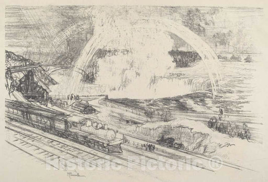 Art Print : Joseph Pennell, Falls Station, Niagara, 1910 - Vintage Wall Art