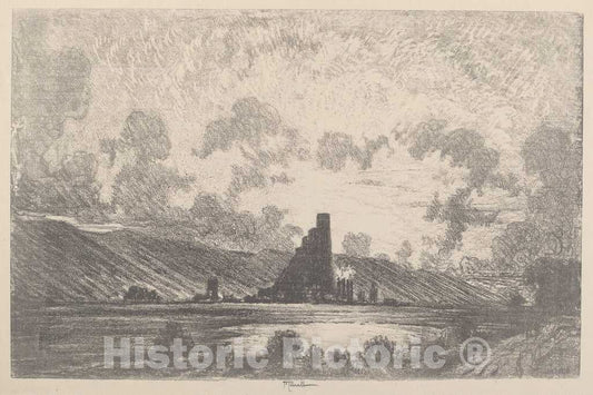 Art Print : Joseph Pennell, Work Castles, Wilkesbarre, 1910 - Vintage Wall Art