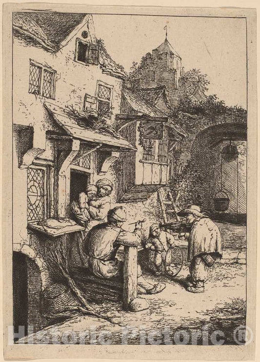 Art Print : Adriaen Van Ostade, Hunchbacked Fiddler, 1654 - Vintage Wall Art